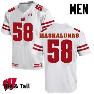 Men's Wisconsin Badgers NCAA #58 Mike Maskalunas White Authentic Under Armour Big & Tall Stitched College Football Jersey FP31O30SG